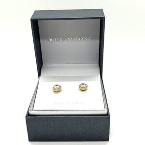 Primrose 18K Gold Over Sterling Silver Cubic Zirconia Halo Stud Earrings